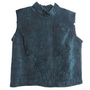 Mark by Avon Teal Appeal Women's Sleeveless Tapestry Blouse Size Small